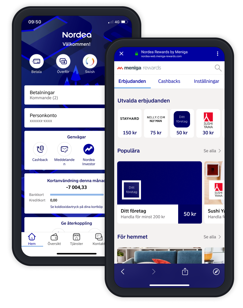 Marknadsföring annons i Nordeas app